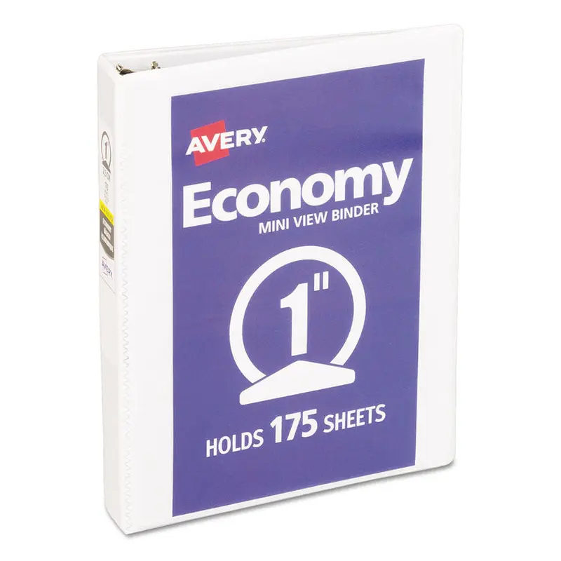 Avery Economy View Binder with Round Rings , 3 Rings, 1" Capacity, 8.5 x 5.5, White, (5806) (AVE05806) Each