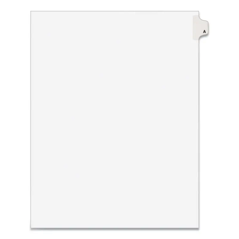 Avery Preprinted Legal Exhibit Side Tab Index Dividers, Avery Style, 26-Tab, A, 11 x 8.5, White, 25/Pack, (1401) (AVE01401) Pack of 25