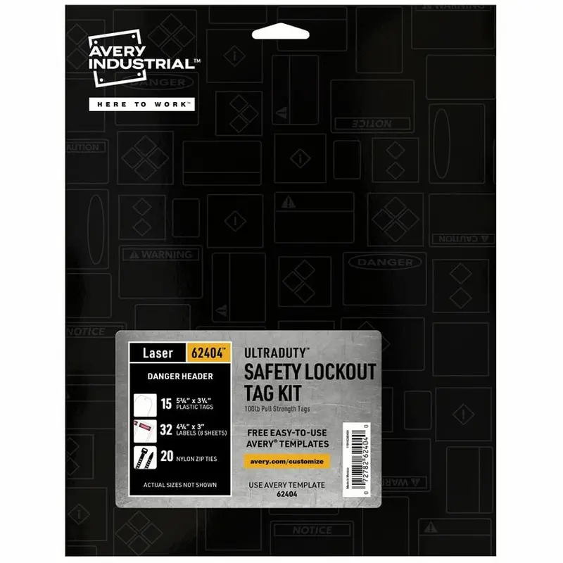 Avery® UltraDuty Hazard Warning Tag Kit - 3.25" Length x 5.75" Width - 15 / Pack - Plastic, Nylon, Vinyl - White (AVE62404) Each