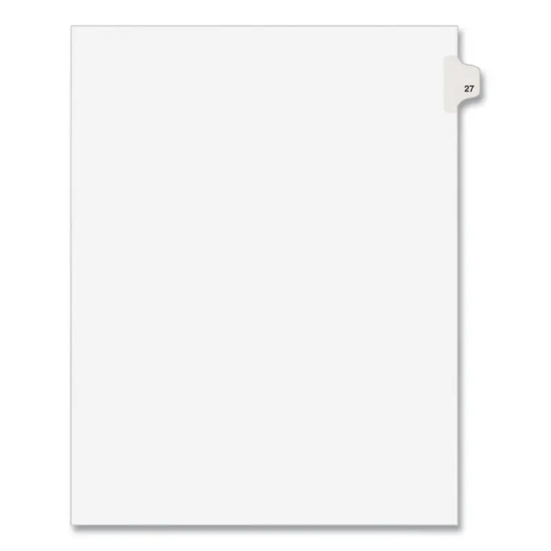 Avery Preprinted Legal Exhibit Side Tab Index Dividers, Avery Style, 10-Tab, 27, 11 x 8.5, White, 25/Pack, (1027) (AVE01027) Pack of 25