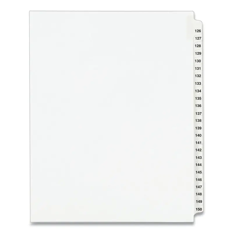 Avery Preprinted Legal Exhibit Side Tab Index Dividers, Avery Style, 25-Tab, 126 to 150, 11 x 8.5, White, 1 Set, (1335) (AVE01335) Pack of 25