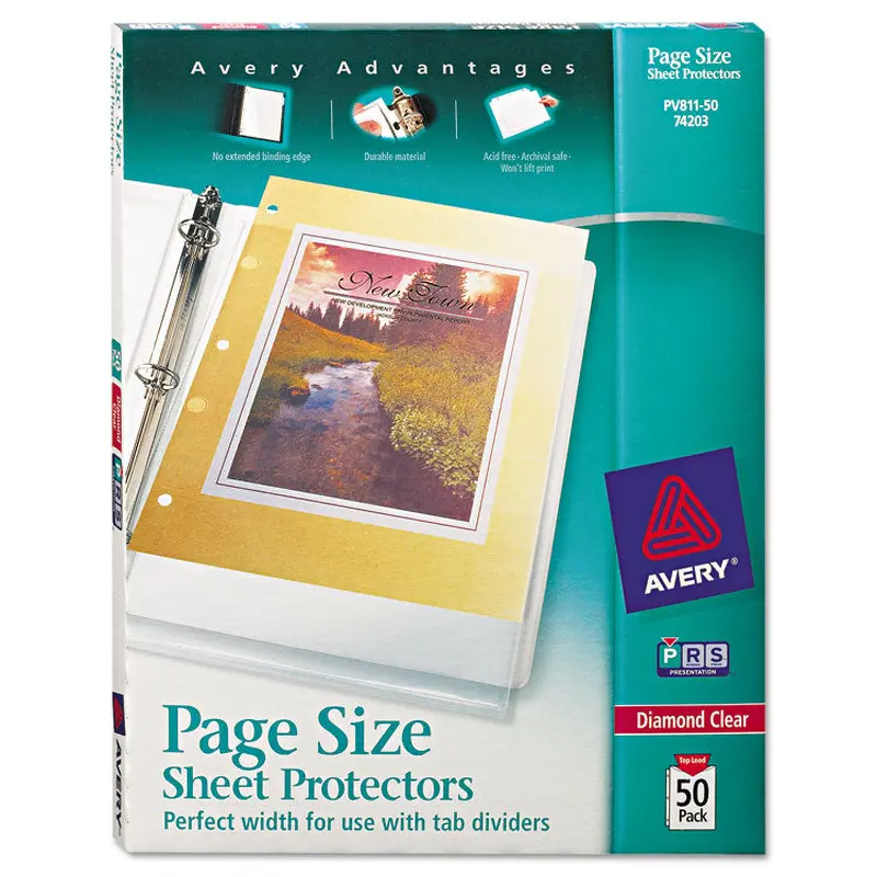 Avery Top-Load Poly 3-Hole Punched Sheet Protectors, Letter, Diamond Clear, 50/Box (AVE74203) 1 Case of 50