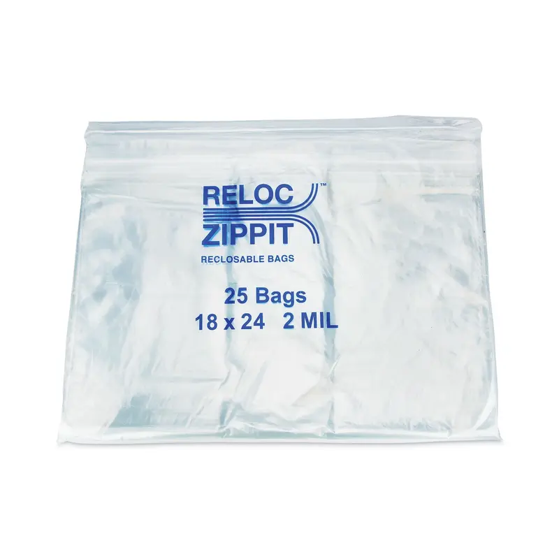 BagCo Zippit Resealable Bags, 2 mil, 18 x 24, Clear, 25 Bags/Pack, 10 Packs/Carton (MGPMGZ2P1824) Case of 250