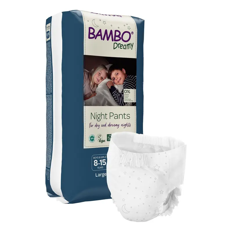 Bambo Dreamy Night Pant Unisex Youth Training Pants Pull On with Tear Away Seams Size 8 to 15 Years Disposable Heavy Absorbency (1255465_PK) 10/PK