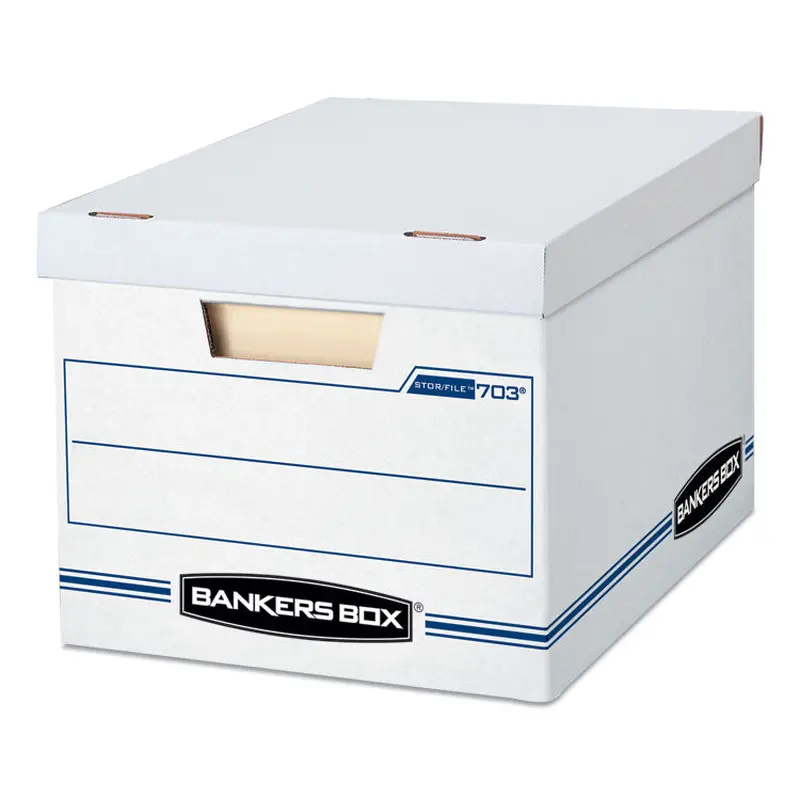 Bankers Box STOR/FILE Basic-Duty Storage Boxes, Letter/Legal Files, 12" x 16.25" x 10.5", White, 20/Carton (FEL0070333) Case of 20