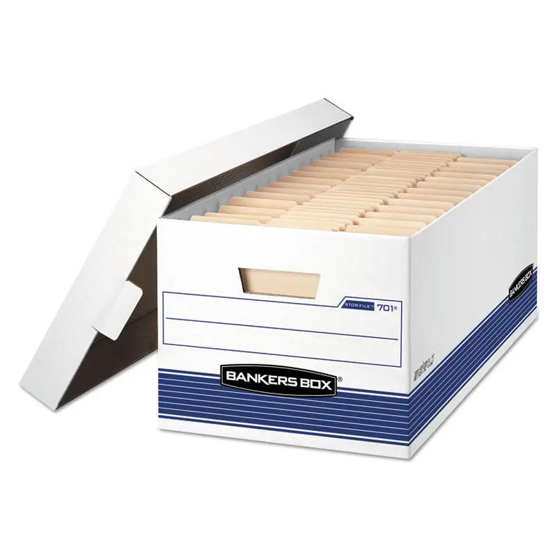 Bankers Box STOR/FILE Medium-Duty Storage Boxes, Letter Files, 12" x 25.38" x 10.25", White, 20/Carton (FEL0070110) Case of 20