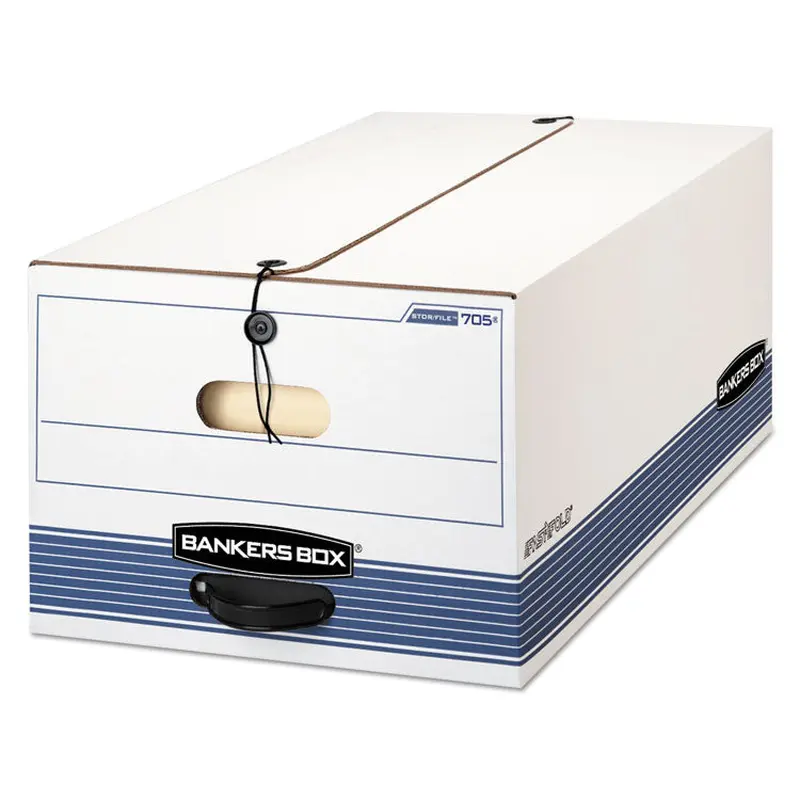 Bankers Box STOR/FILE Medium-Duty Strength Storage Boxes, Legal Files, 15.25" x 19.75" x 10.75", White/Blue, 4/Carton (FEL0070503) Carton of 4 Boxes
