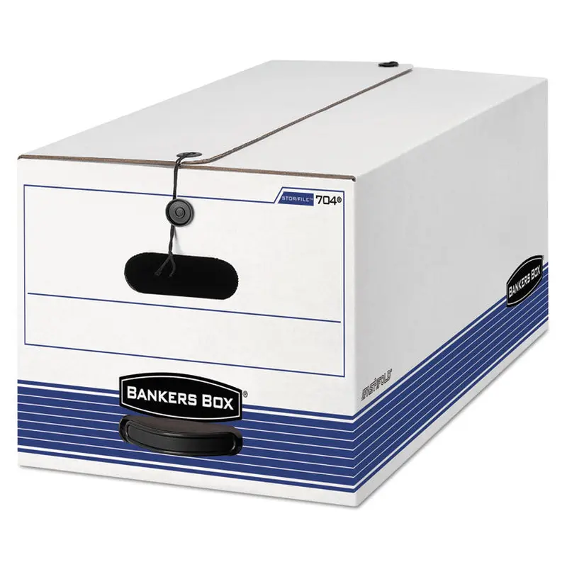 Bankers Box STOR/FILE Medium-Duty Strength Storage Boxes, Letter Files, 12.25" x 24.13" x 10.75", White/Blue, 4/Carton (FEL0070403) Carton of 4 Boxes