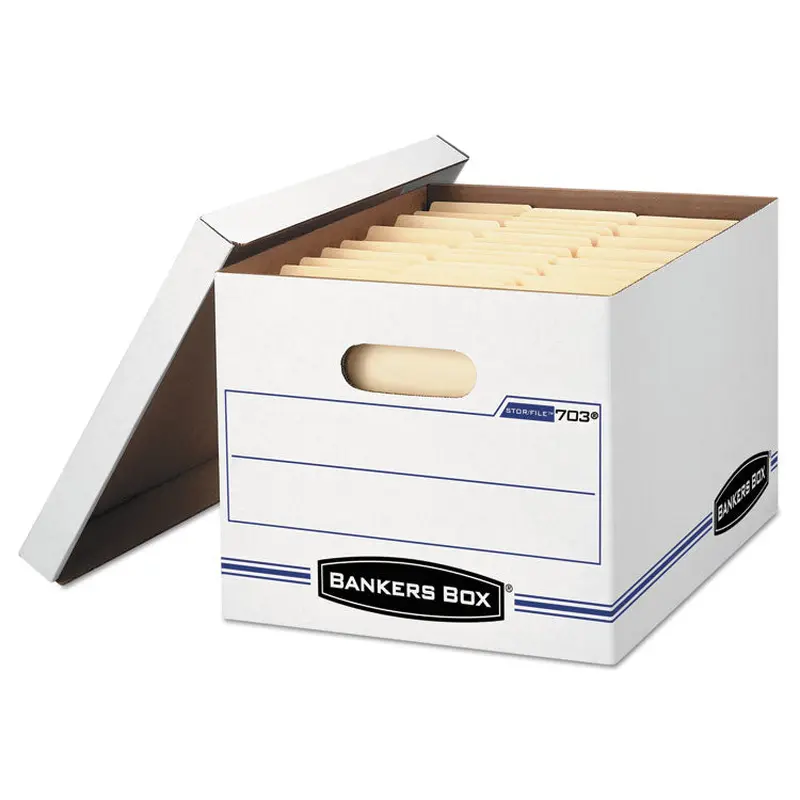 Bankers Box STOR/FILE Storage Box, Letter/Legal Files, 12.5" x 16.25" x 10.5", White, 6/Pack (FEL5703604) Pack of 6