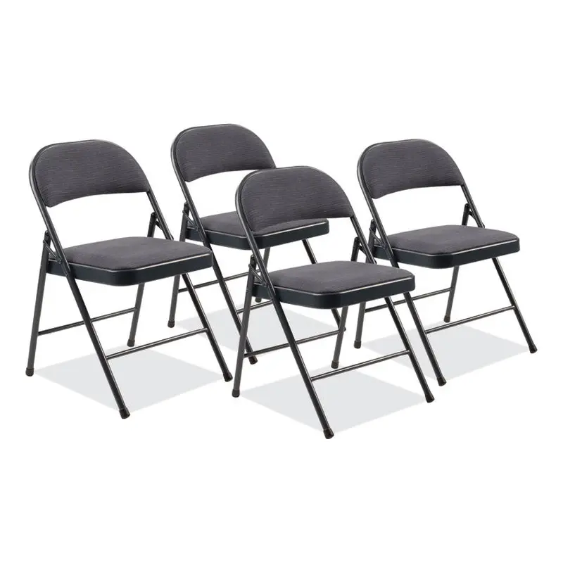 BASICS by NPS 970 Series Fabric Padded Steel Folding Chair, Supports 250 lb, 17.75" Seat Ht, Star Trail Blue, 4/CT,Ships in 1-3 Bus Days (NPS974) Case of 4