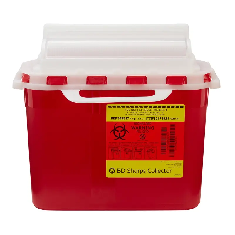 BD Sharps Container Red Base 12 H X 12 W X 4-4/5 D Inch Horizontal Entry 1.35 Gallon (371481_EA) 1/EA