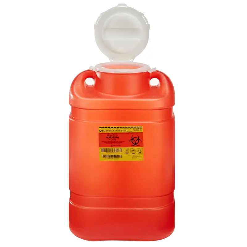 BD Sharps Container Red Base 18 H X 7-1/2 W X 10-1/2 D Inch Vertical Entry 5 Gallon (140851_CS) 8/CS