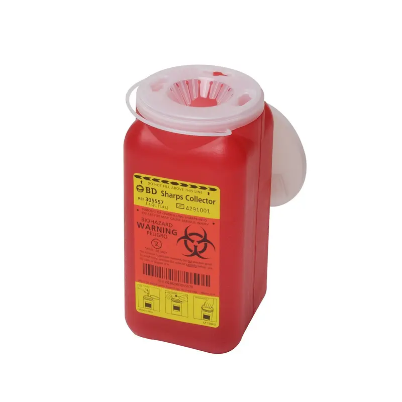 BD Sharps Container Red Base 7-1/2 H X 3-3/5 W X 3-3/5 D Inch Vertical Entry 0.35 Gallon (402172_EA) 1/EA
