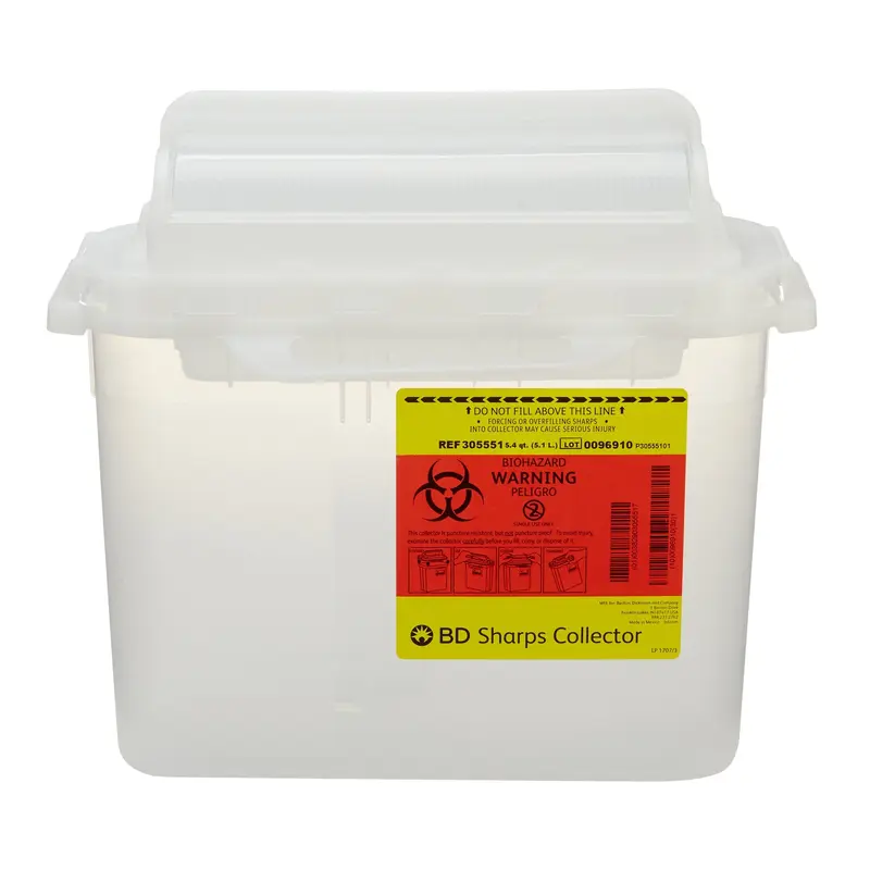BD Sharps Container Translucent White Base 12 H X 12 W X 4-4/5 D Inch Horizontal Entry 1.35 Gallon (367439_EA) 1/EA
