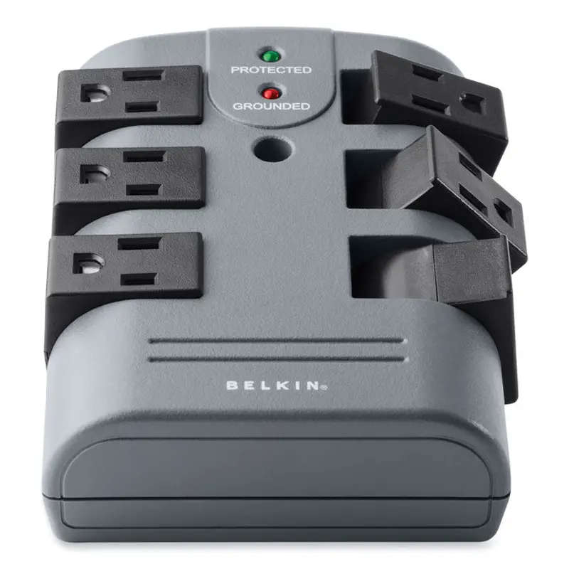 Belkin Pivot Plug Surge Protector, 6 AC Outlets, 1,080 J, Gray (BLKBP106000)