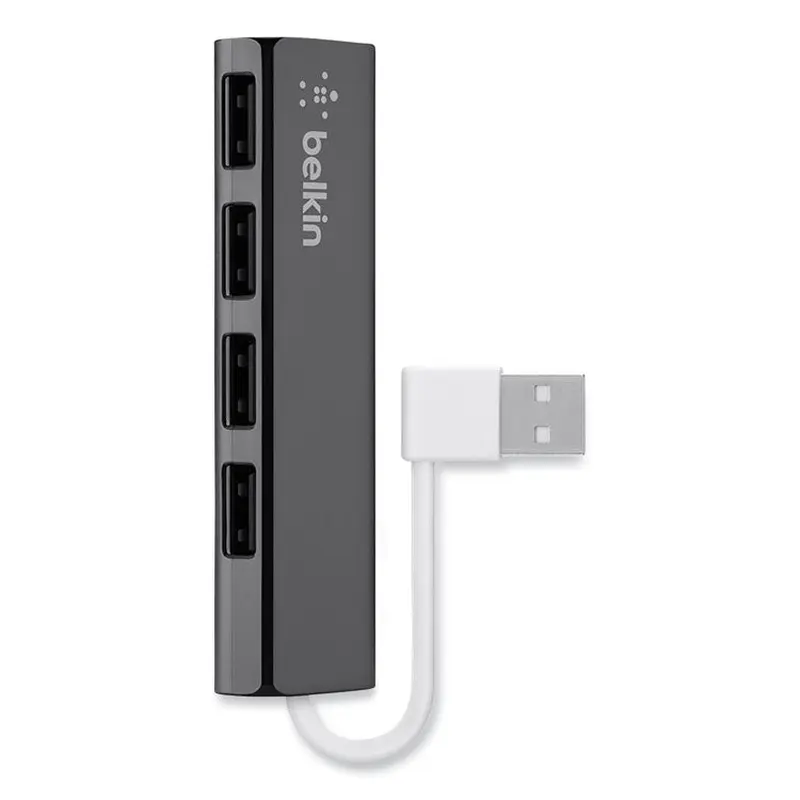 Belkin Ultra-Slim Travel Hub, 4 Ports, Nightshade/White (BLKF4U042BT) Each