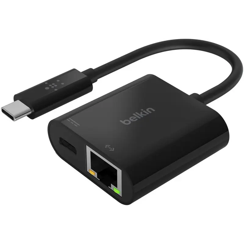 Belkin USB-C to Ethernet   Charge Adapter - USB Type C - 1 Port(s) - 1 - Twisted Pair (BLKINC001BKBL) Each