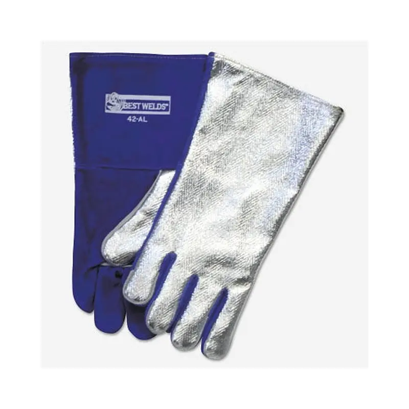 Best Welds Split Cowhide Front Welding Gloves, Aluminized Back, Large, Blue Front (902-42AL) 1 Pair