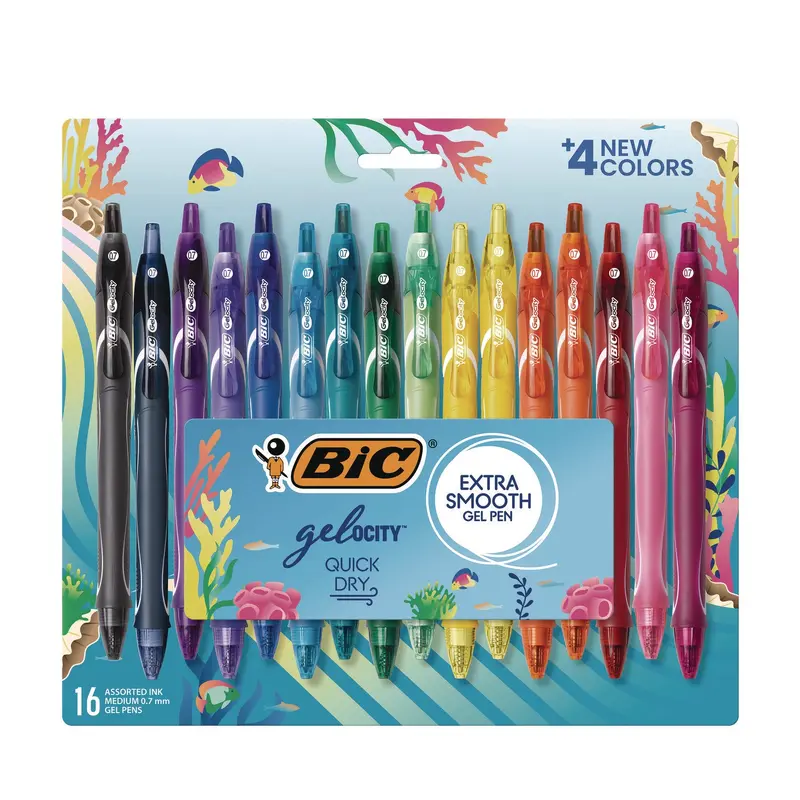 BIC Gel-ocity Quick Dry Gel Pen, Retractable, Medium 0.7 mm, 16 Assorted Ink and Barrel Colors, 16/Pack (BICRGLCGA16AST) Pack of 16
