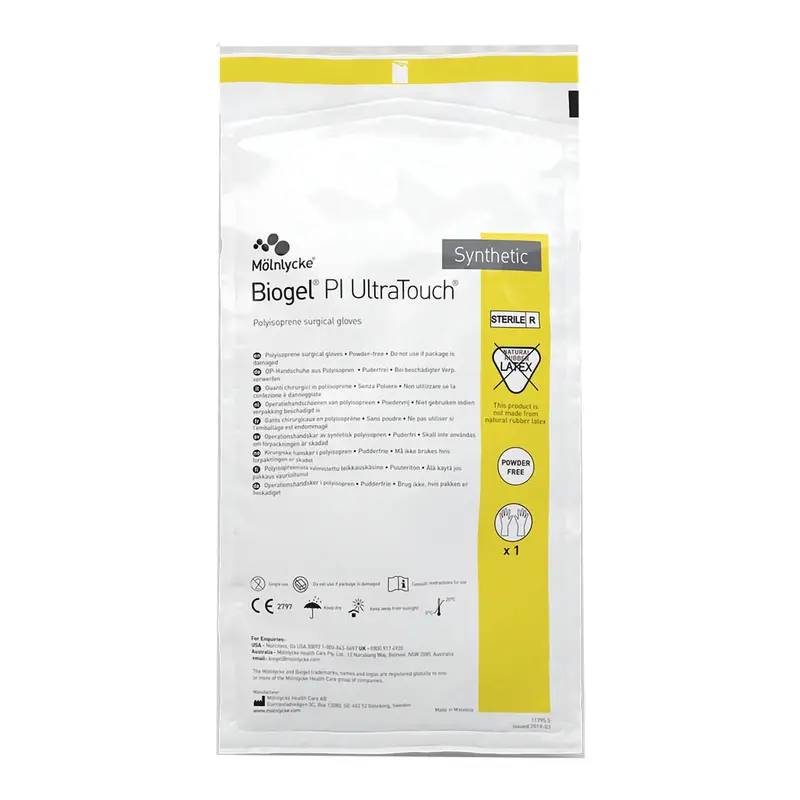 Biogel PI UltraTouch Surgical Glove Size 7.5 Sterile Polyisoprene Standard Cuff Length Micro-Textured Opaque Beige Chemo Tested (639050_BX) 50/BX