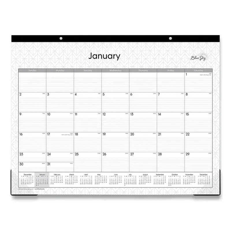 Blue Sky Enterprise Desk Pad, Geometric Artwork, 22 x 17, White/Gray Sheets, Black Binding, Clear Corners, 12-Month (Jan to Dec): 2026 (BLS111294) Each