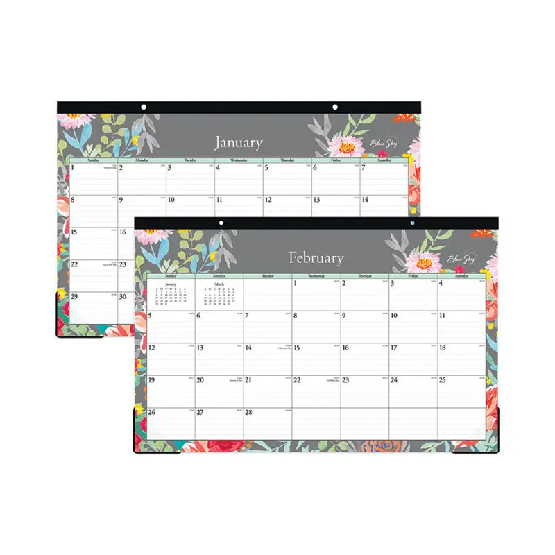 Blue Sky Sophie Desk Pad, Floral Artwork, 17 x 11, Multicolor Sheets, Black Binding, Clear Corners, 12-Month (Jan to Dec): 2026 (BLS140089) Each