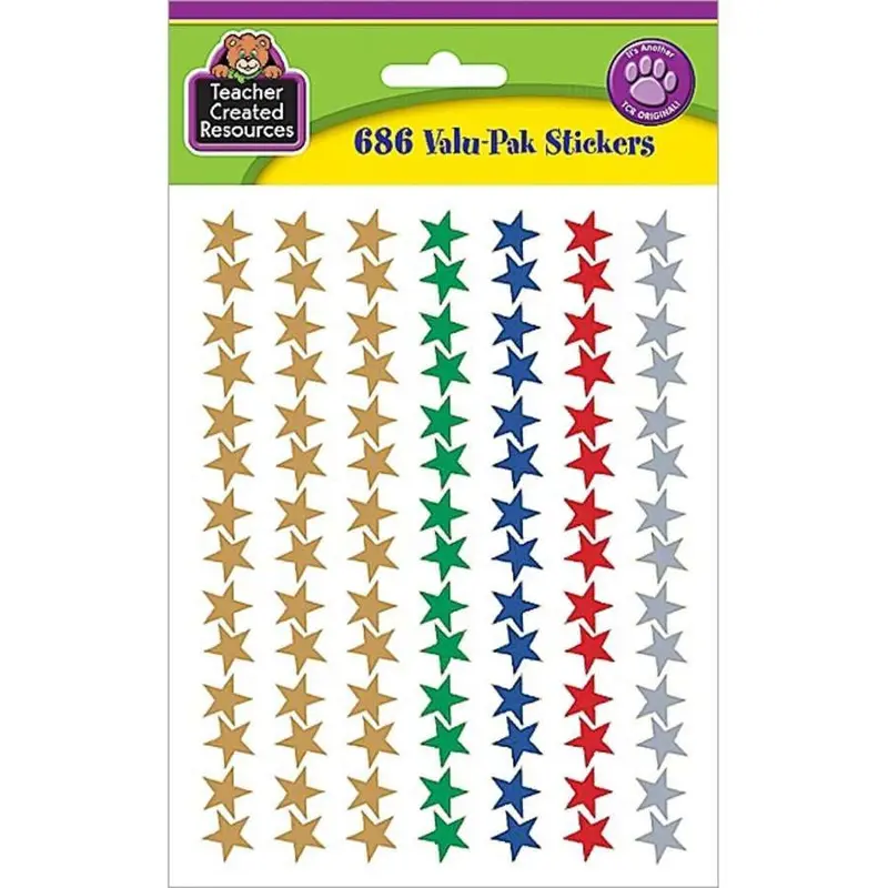 ASSORTED FOIL STARS STICKERS VALUE PACK