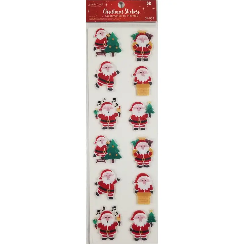 ASSORTED SANTA STICKER 12 PC