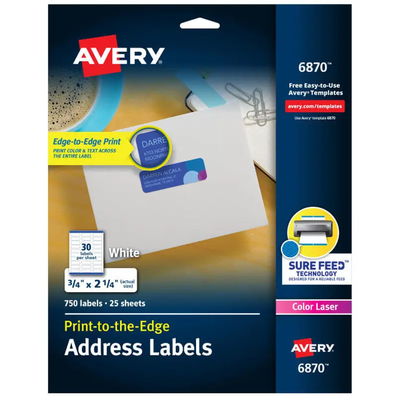 AV LABEL LASER WHITE 3/4 X 2-1/4 (PQ.750)