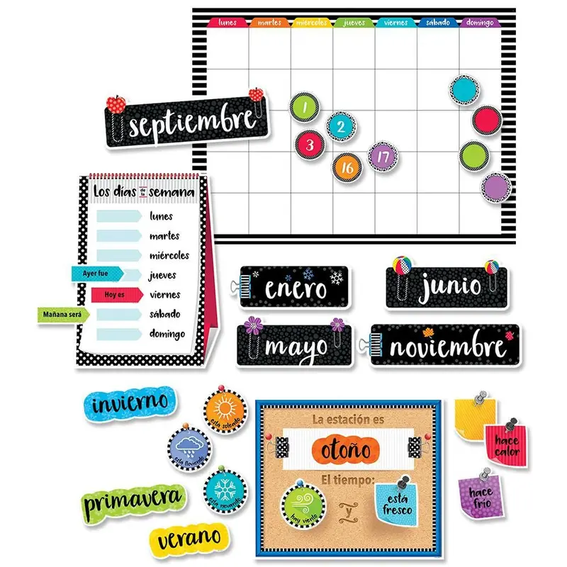 BOLD & BRIGHT SPANISH CALENDAR BULLETIN BOARD
