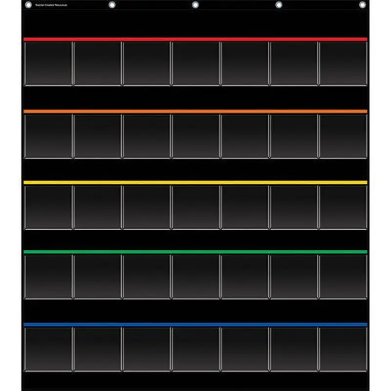 BLACK STORAGE POCKET CHART 35 CLEAR POCKETS