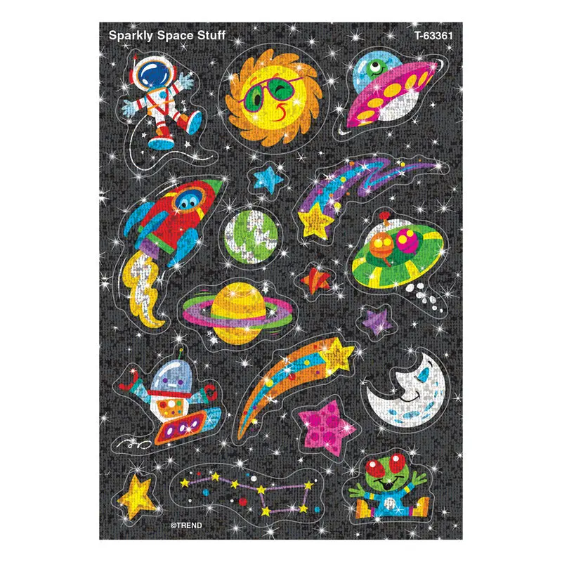 SPARKLY SPACE STICKERS 36PCS