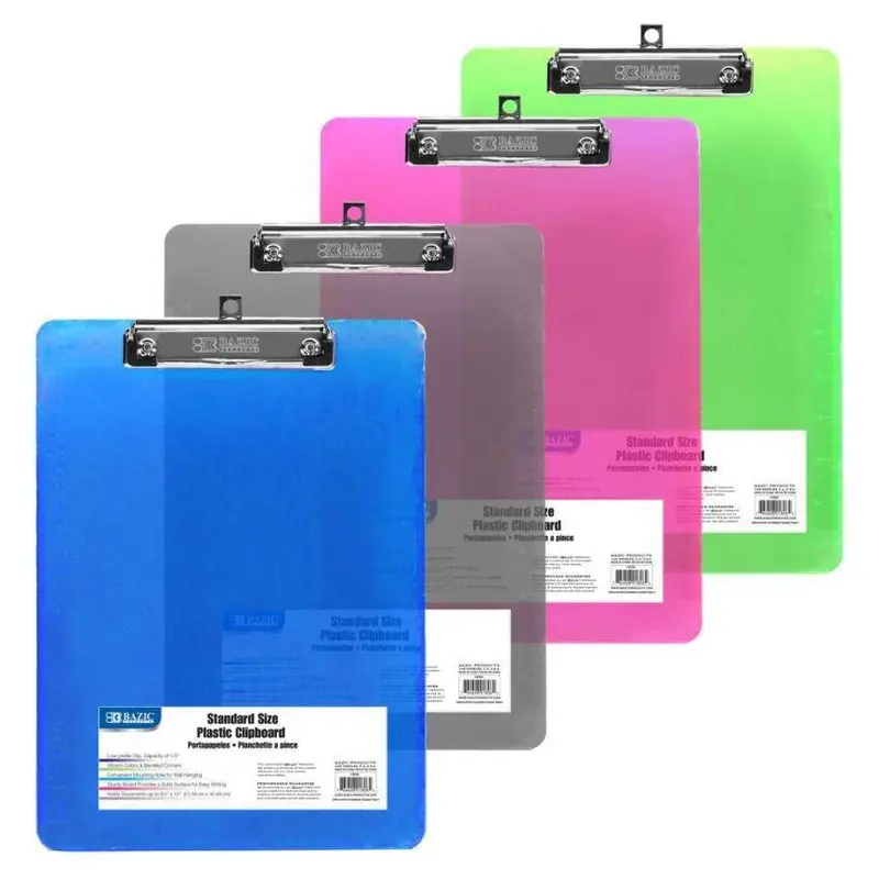 STANDARD SIZE PLASTIC CLIPBOARD ASSORTED COLORSPink