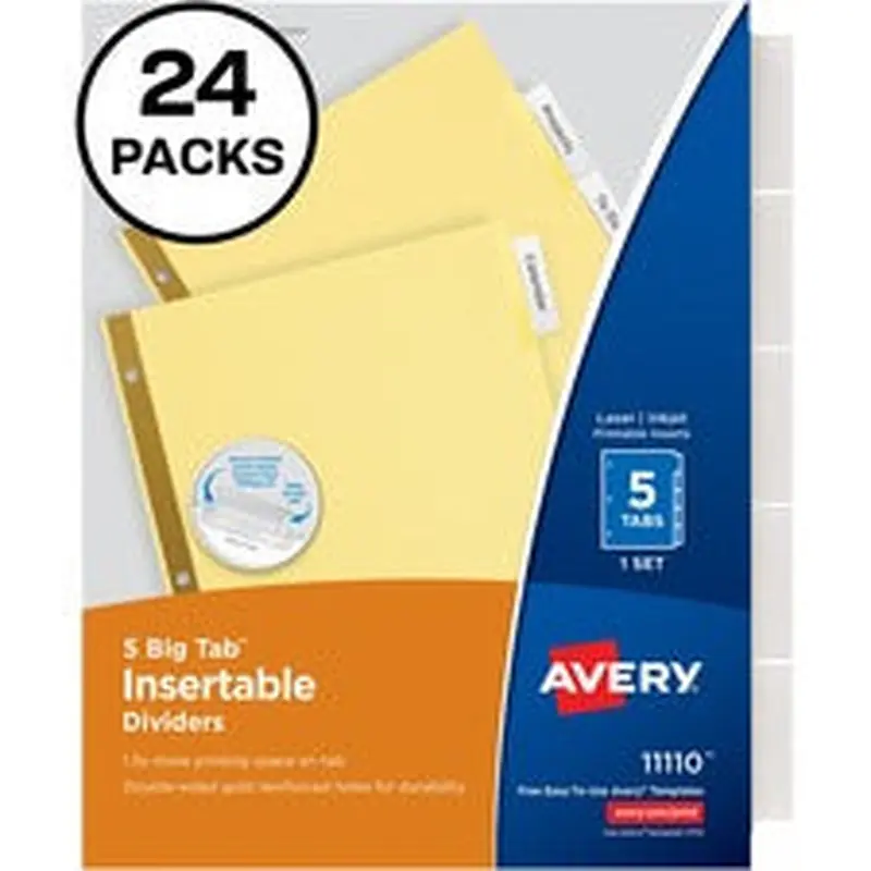 Avery® Big Tab Insertable Dividers - Reinforced Gold Edge