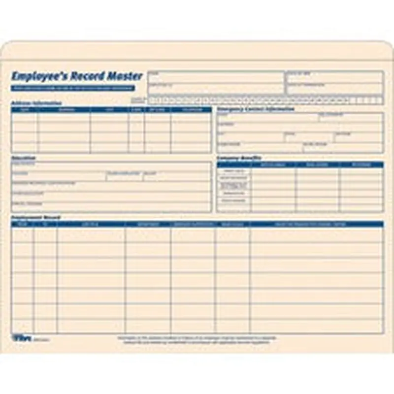 TOPS Employee Record Master File Jackets