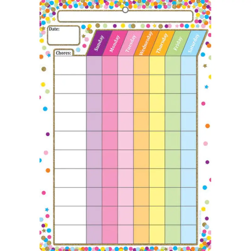 Ashley Smart Poly Chart, 13" X 19", Confetti Chores (ASH 91045)