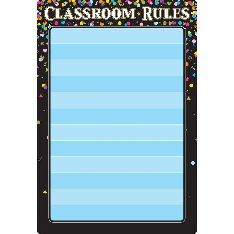 Ashley Smart Poly Chart Dry Erase Black Confetti Classroom Rules, 13" X 19" (ASH 91085)