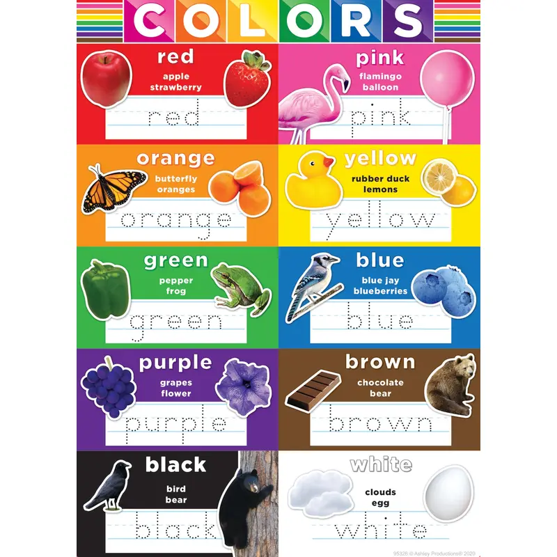 Ashley Smart Poly Dry Erase Colors Chart, 13" x 9.5" (ASH95326)