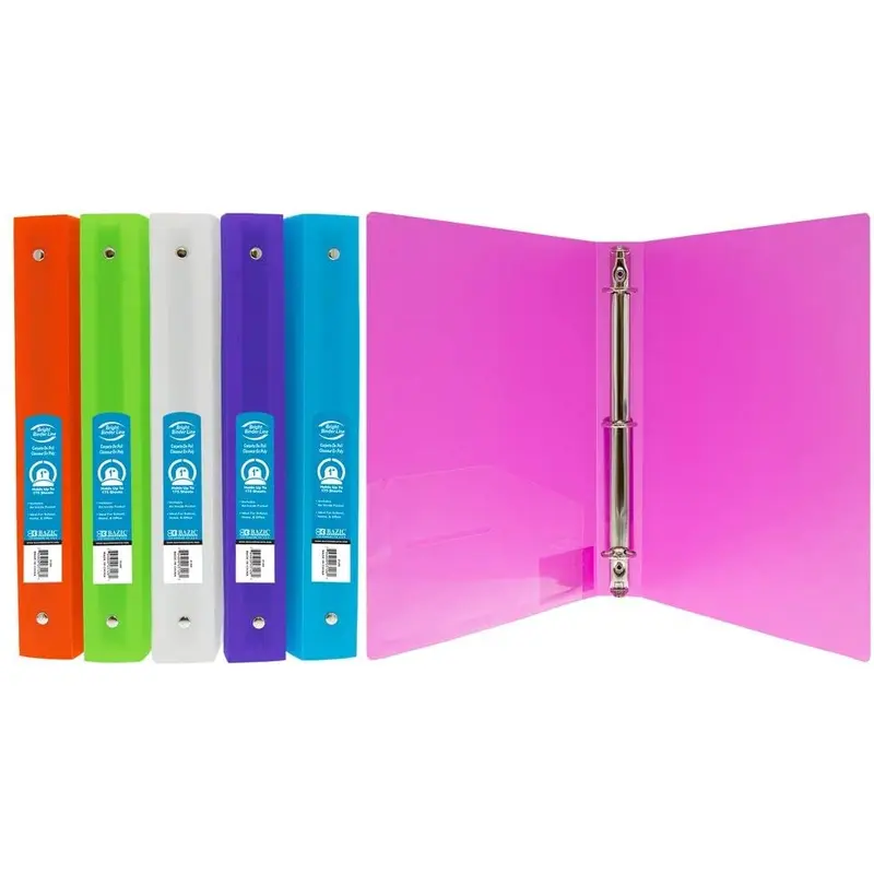 Bazic 1" Poly Flexible 3-Ring Binder, Assorted Colors (BAZ 3126)Purple