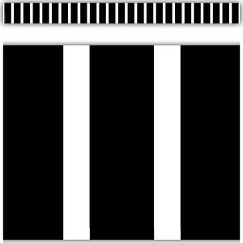 Teacher Created Black and White Vertical Stripes Straight Border Trim (TCR 3935)
