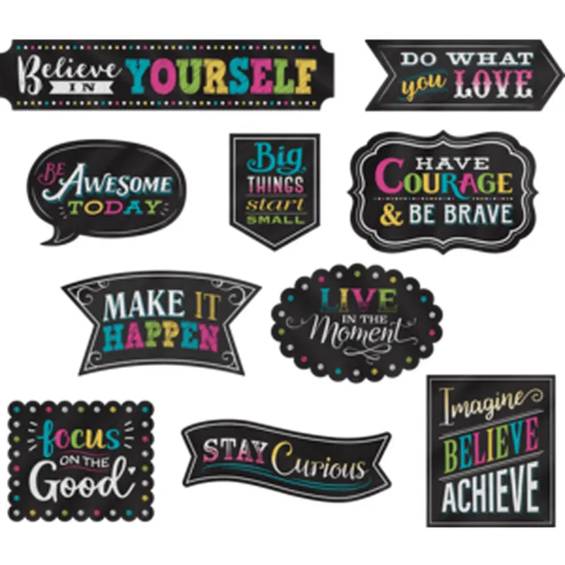 Teacher Created Clingy Thingies Chalkboard Brights Positive Sayings Accents (TCR77881)