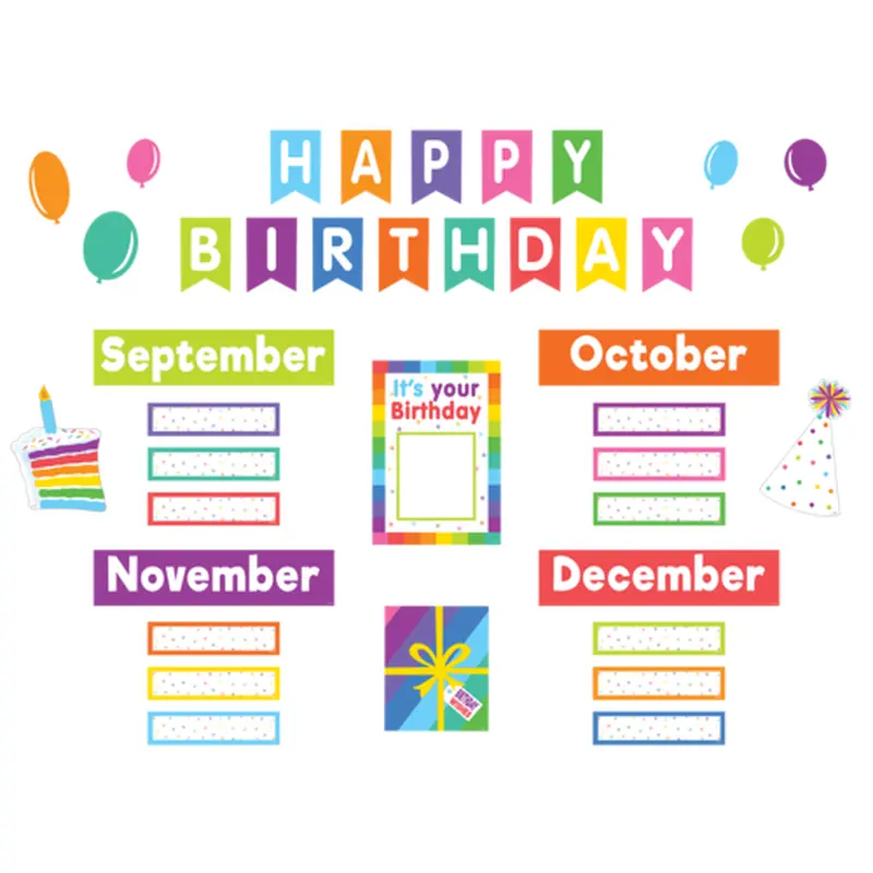 Teacher Created Colorful Happy Birthday Mini Bulletin Board (TCR 9125)