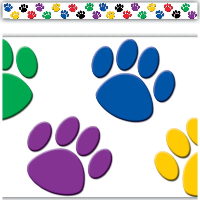 Teacher Created Colorful Paw Prints Straight Border Trim (TCR4641)