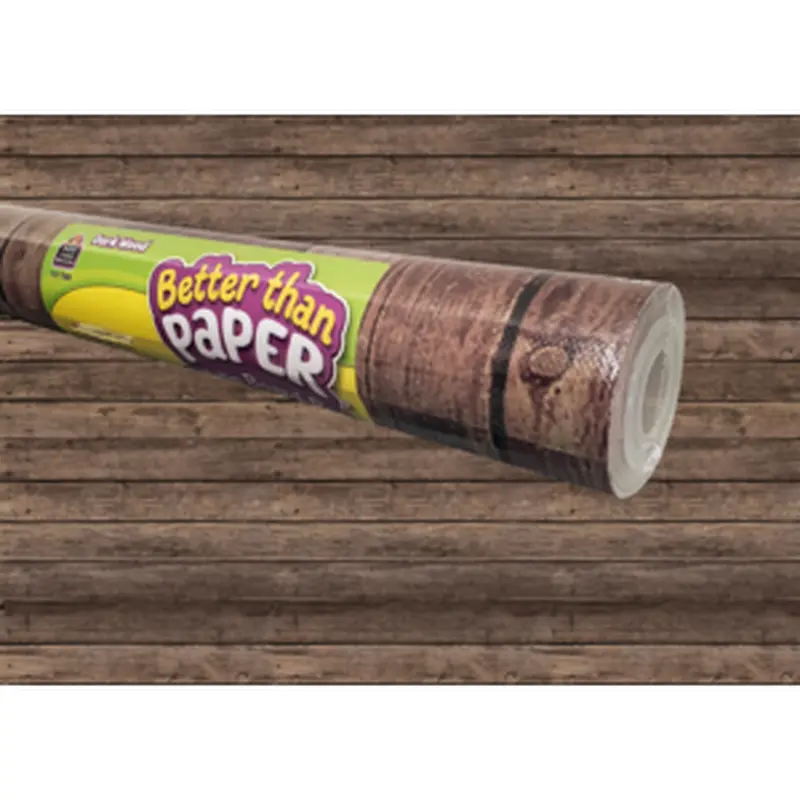 Teacher Created Dark Wood Better Than Paper Bulletin Board Roll, 4' x 12' (TCR 77885)