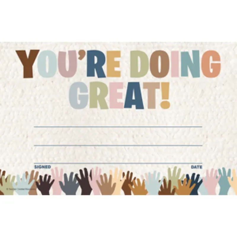 Teacher Created Everyone is Welcome Youre Doing Great! Awards (TCR7136)
