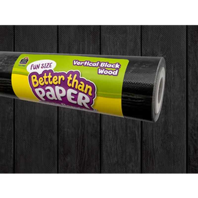 Teacher Created Fun Size Vertical Black Wood Better Than Paper Bulletin Board Roll, 18" x 12' (TCR 77906)