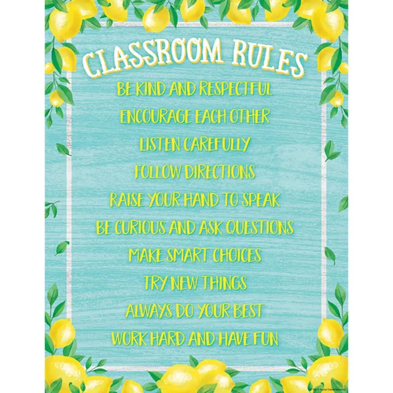 Teacher Created Lemon Zest Classroom Rules Chart, 17" x 22" (TCR 7962)