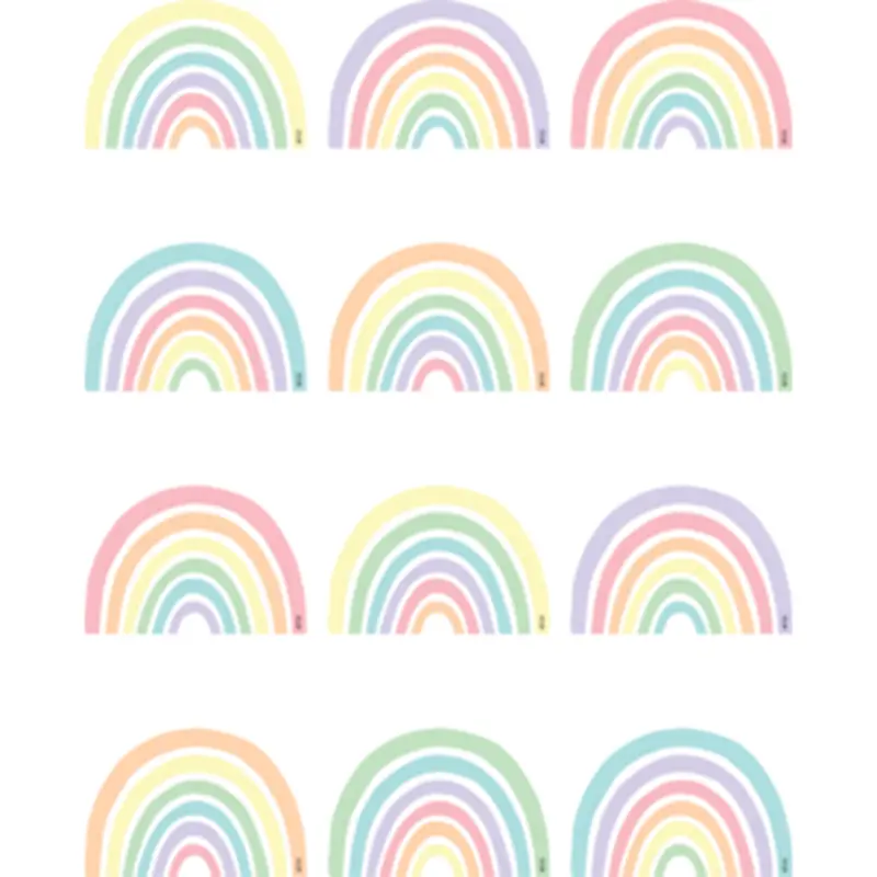 Teacher Created Pastel Pop Rainbows Mini Accents, 2'' x 2'', 36 Mini Accents (TCR 8442)
