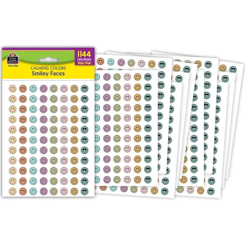 Teacher Created Resources Calming Colors Smiley Faces Mini Stickers Value Pack (TCR 6988)