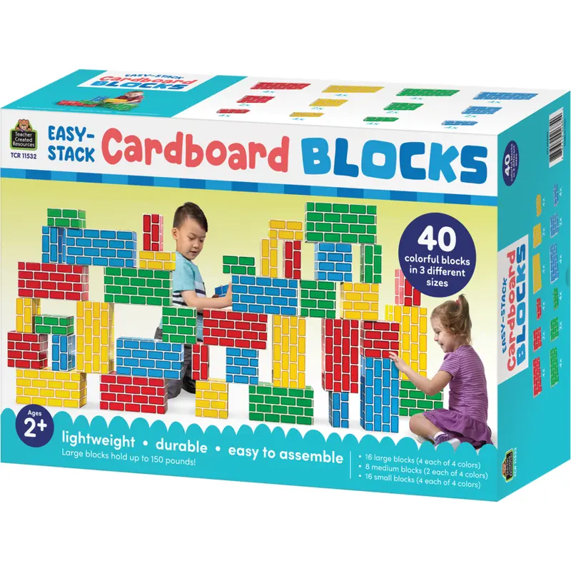 Teacher Created Resources Easy-Stack Cardboard Blocks, 40 Piece Set (TCR 11532)